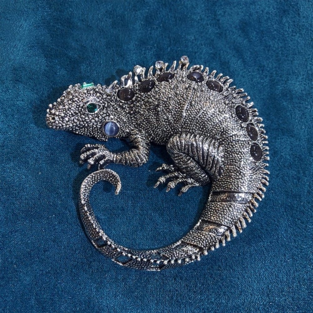 Gemstone Lizard Reptile Pin Broach